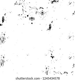 Grunge overlay layer. Abstract black and white vector background. Monochrome vintage surface with dirty pattern in cracks, spots, dots. Old wall in dark horror style design
