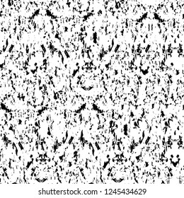 Grunge overlay layer. Abstract black and white vector background. Monochrome vintage surface with dirty pattern in cracks, spots, dots. Old wall in dark horror style design