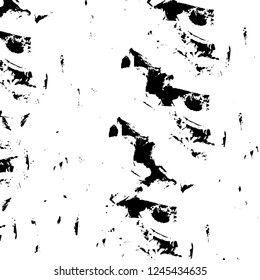 Grunge overlay layer. Abstract black and white vector background. Monochrome vintage surface with dirty pattern in cracks, spots, dots. Old wall in dark horror style design