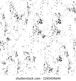 Grunge overlay layer. Abstract black and white vector background. Monochrome vintage surface with dirty pattern in cracks, spots, dots. Old wall in dark horror style design