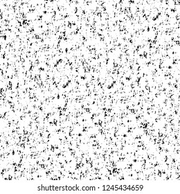Grunge overlay layer. Abstract black and white vector background. Monochrome vintage surface with dirty pattern in cracks, spots, dots. Old wall in dark horror style design