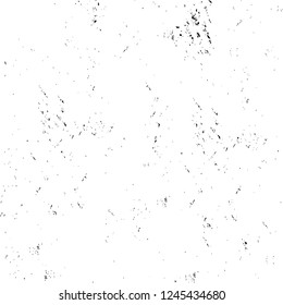 Grunge overlay layer. Abstract black and white vector background. Monochrome vintage surface with dirty pattern in cracks, spots, dots. Old wall in dark horror style design