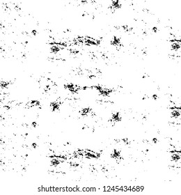 Grunge overlay layer. Abstract black and white vector background. Monochrome vintage surface with dirty pattern in cracks, spots, dots. Old wall in dark horror style design