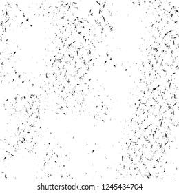 Grunge overlay layer. Abstract black and white vector background. Monochrome vintage surface with dirty pattern in cracks, spots, dots. Old wall in dark horror style design