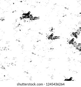 Grunge overlay layer. Abstract black and white vector background. Monochrome vintage surface with dirty pattern in cracks, spots, dots. Old wall in dark horror style design