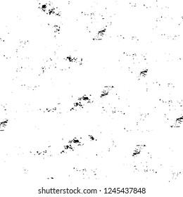Grunge overlay layer. Abstract black and white vector background. Monochrome vintage surface with dirty pattern in cracks, spots, dots. Old wall in dark horror style design