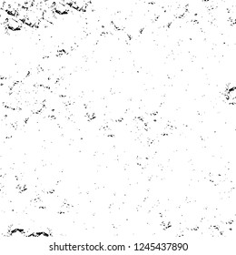 Grunge overlay layer. Abstract black and white vector background. Monochrome vintage surface with dirty pattern in cracks, spots, dots. Old wall in dark horror style design