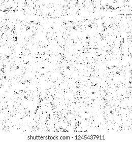 Grunge overlay layer. Abstract black and white vector background. Monochrome vintage surface with dirty pattern in cracks, spots, dots. Old wall in dark horror style design