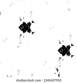 Grunge overlay layer. Abstract black and white vector background. Monochrome vintage surface with dirty pattern in cracks, spots, dots. Old wall in dark horror style design