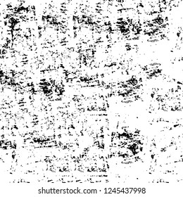 Grunge overlay layer. Abstract black and white vector background. Monochrome vintage surface with dirty pattern in cracks, spots, dots. Old wall in dark horror style design