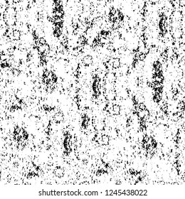 Grunge overlay layer. Abstract black and white vector background. Monochrome vintage surface with dirty pattern in cracks, spots, dots. Old wall in dark horror style design