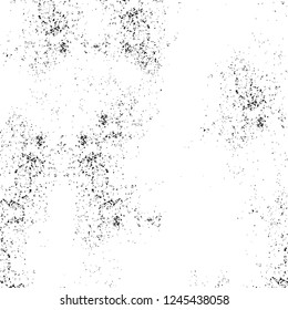 Grunge overlay layer. Abstract black and white vector background. Monochrome vintage surface with dirty pattern in cracks, spots, dots. Old wall in dark horror style design
