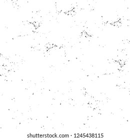 Grunge overlay layer. Abstract black and white vector background. Monochrome vintage surface with dirty pattern in cracks, spots, dots. Old wall in dark horror style design