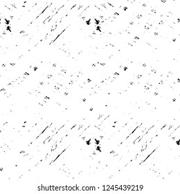 Grunge overlay layer. Abstract black and white vector background. Monochrome vintage surface with dirty pattern in cracks, spots, dots. Old wall in dark horror style design