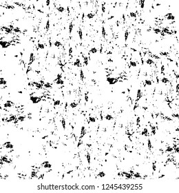 Grunge overlay layer. Abstract black and white vector background. Monochrome vintage surface with dirty pattern in cracks, spots, dots. Old wall in dark horror style design