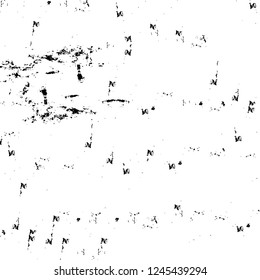Grunge overlay layer. Abstract black and white vector background. Monochrome vintage surface with dirty pattern in cracks, spots, dots. Old wall in dark horror style design