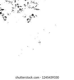 Grunge overlay layer. Abstract black and white vector background. Monochrome vintage surface with dirty pattern in cracks, spots, dots. Old wall in dark horror style design