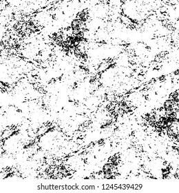 Grunge overlay layer. Abstract black and white vector background. Monochrome vintage surface with dirty pattern in cracks, spots, dots. Old wall in dark horror style design