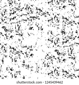Grunge overlay layer. Abstract black and white vector background. Monochrome vintage surface with dirty pattern in cracks, spots, dots. Old wall in dark horror style design