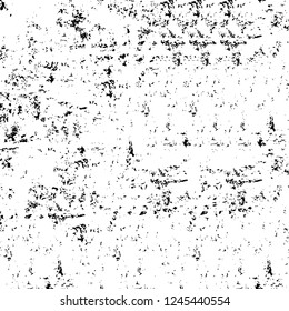 Grunge overlay layer. Abstract black and white vector background. Monochrome vintage surface with dirty pattern in cracks, spots, dots. Old wall in dark horror style design