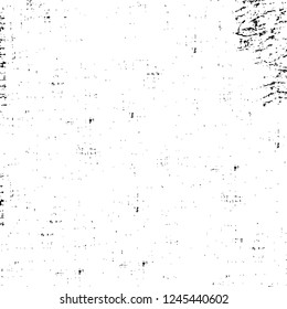 Grunge overlay layer. Abstract black and white vector background. Monochrome vintage surface with dirty pattern in cracks, spots, dots. Old wall in dark horror style design