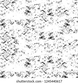 Grunge overlay layer. Abstract black and white vector background. Monochrome vintage surface with dirty pattern in cracks, spots, dots. Old wall in dark horror style design