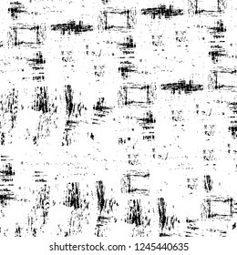 Grunge overlay layer. Abstract black and white vector background. Monochrome vintage surface with dirty pattern in cracks, spots, dots. Old wall in dark horror style design