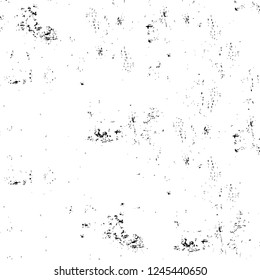 Grunge overlay layer. Abstract black and white vector background. Monochrome vintage surface with dirty pattern in cracks, spots, dots. Old wall in dark horror style design