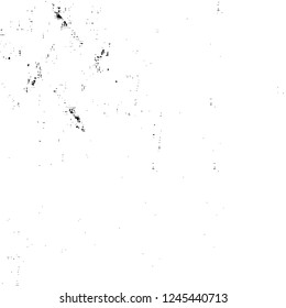 Grunge overlay layer. Abstract black and white vector background. Monochrome vintage surface with dirty pattern in cracks, spots, dots. Old wall in dark horror style design