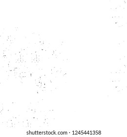 Grunge overlay layer. Abstract black and white vector background. Monochrome vintage surface with dirty pattern in cracks, spots, dots. Old wall in dark horror style design