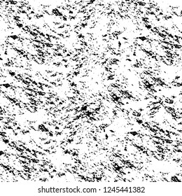 Grunge overlay layer. Abstract black and white vector background. Monochrome vintage surface with dirty pattern in cracks, spots, dots. Old wall in dark horror style design
