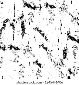 Grunge overlay layer. Abstract black and white vector background. Monochrome vintage surface with dirty pattern in cracks, spots, dots. Old wall in dark horror style design