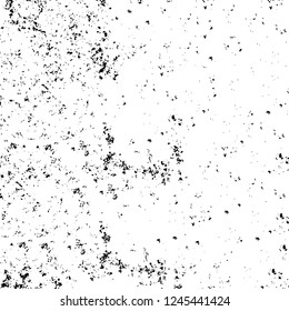 Grunge overlay layer. Abstract black and white vector background. Monochrome vintage surface with dirty pattern in cracks, spots, dots. Old wall in dark horror style design