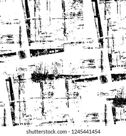 Grunge overlay layer. Abstract black and white vector background. Monochrome vintage surface with dirty pattern in cracks, spots, dots. Old wall in dark horror style design