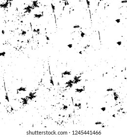 Grunge overlay layer. Abstract black and white vector background. Monochrome vintage surface with dirty pattern in cracks, spots, dots. Old wall in dark horror style design