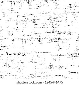 Grunge overlay layer. Abstract black and white vector background. Monochrome vintage surface with dirty pattern in cracks, spots, dots. Old wall in dark horror style design