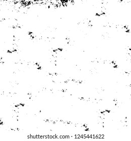 Grunge overlay layer. Abstract black and white vector background. Monochrome vintage surface with dirty pattern in cracks, spots, dots. Old wall in dark horror style design