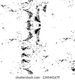 Grunge overlay layer. Abstract black and white vector background. Monochrome vintage surface with dirty pattern in cracks, spots, dots. Old wall in dark horror style design