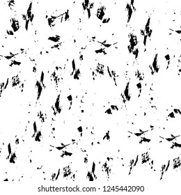 Grunge overlay layer. Abstract black and white vector background. Monochrome vintage surface with dirty pattern in cracks, spots, dots. Old wall in dark horror style design