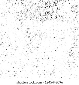 Grunge overlay layer. Abstract black and white vector background. Monochrome vintage surface with dirty pattern in cracks, spots, dots. Old wall in dark horror style design