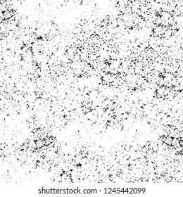 Grunge overlay layer. Abstract black and white vector background. Monochrome vintage surface with dirty pattern in cracks, spots, dots. Old wall in dark horror style design