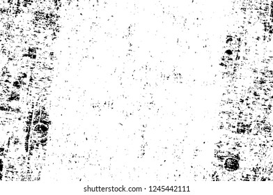 Grunge overlay layer. Abstract black and white vector background. Monochrome vintage surface with dirty pattern in cracks, spots, dots. Old wall in dark horror style design