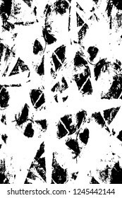Grunge overlay layer. Abstract black and white vector background. Monochrome vintage surface with dirty pattern in cracks, spots, dots. Old wall in dark horror style design