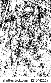 Grunge overlay layer. Abstract black and white vector background. Monochrome vintage surface with dirty pattern in cracks, spots, dots. Old wall in dark horror style design