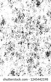 Grunge overlay layer. Abstract black and white vector background. Monochrome vintage surface with dirty pattern in cracks, spots, dots. Old wall in dark horror style design