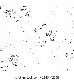 Grunge overlay layer. Abstract black and white vector background. Monochrome vintage surface with dirty pattern in cracks, spots, dots. Old wall in dark horror style design