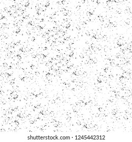 Grunge overlay layer. Abstract black and white vector background. Monochrome vintage surface with dirty pattern in cracks, spots, dots. Old wall in dark horror style design