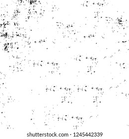 Grunge overlay layer. Abstract black and white vector background. Monochrome vintage surface with dirty pattern in cracks, spots, dots. Old wall in dark horror style design