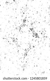 Grunge overlay layer. Abstract black and white vector background. Monochrome vintage surface with dirty pattern in cracks, spots, dots. Old painted wall in dark horror style design