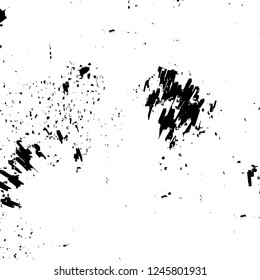 Grunge overlay layer. Abstract black and white vector background. Monochrome vintage surface with dirty pattern in cracks, spots, dots. Old painted wall in dark horror style design